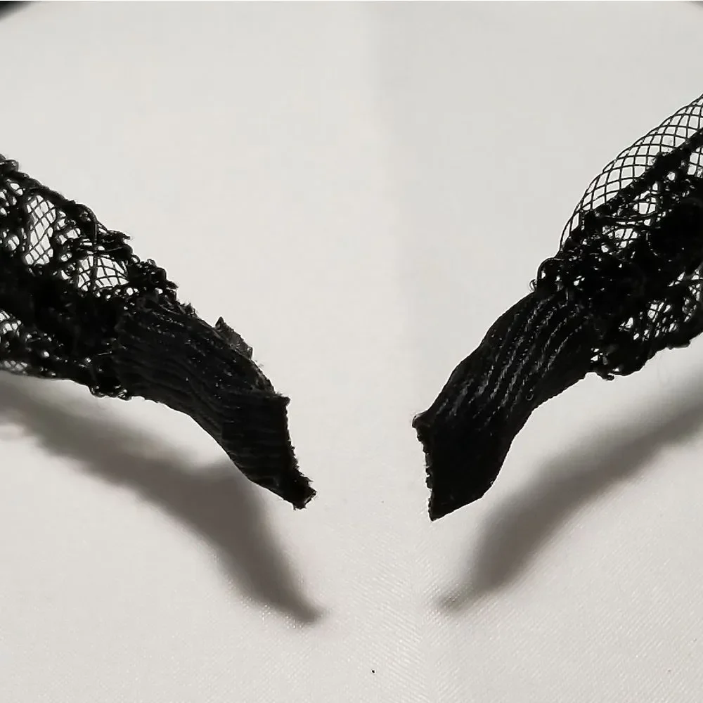 Champagne Pink Crystals Leaf Black Lace Hairband